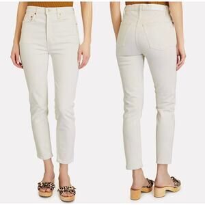 RE/DONE 90s High Rise Slim Ankle Crop Jeans Vintage White Stretch - Size 29